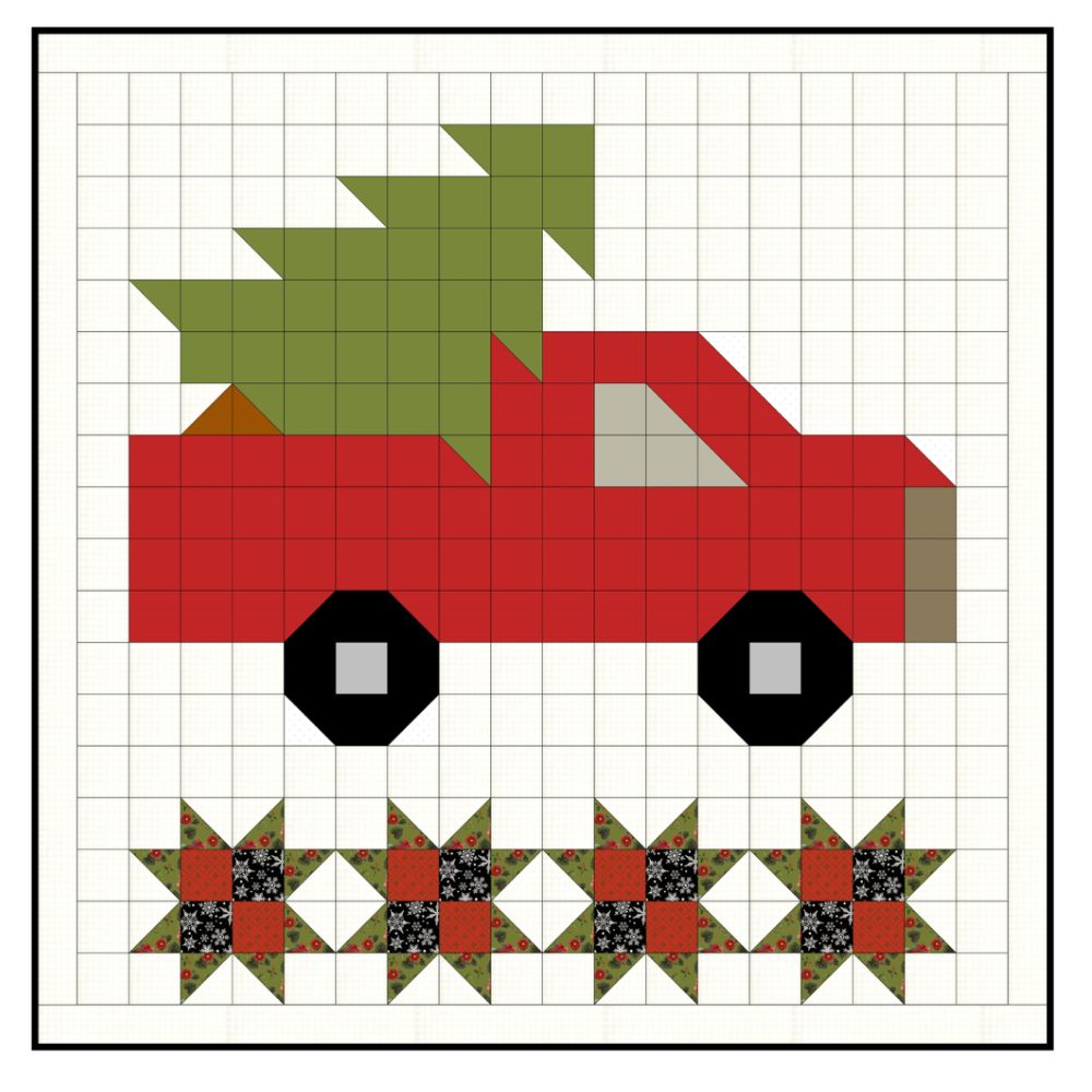 Holiday Delivery, a Tensisters Easy Piecing Grid FREE Pattern