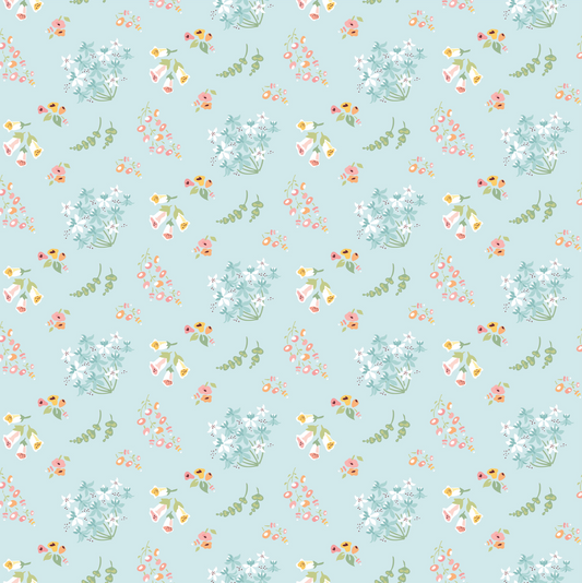 Hollyhock Lane, HL23800, Bloom Teal, sold by the 1/2 yard - Good Vibes Quilt Shop