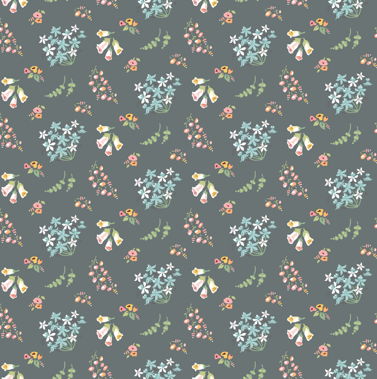 Hollyhock Lane, HL23801, Bloom Gray, sold by the 1/2 yard