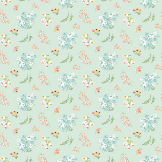 Hollyhock Lane, HL23803, Bloom Mint, sold by the 1/2 yard - Good Vibes Quilt Shop