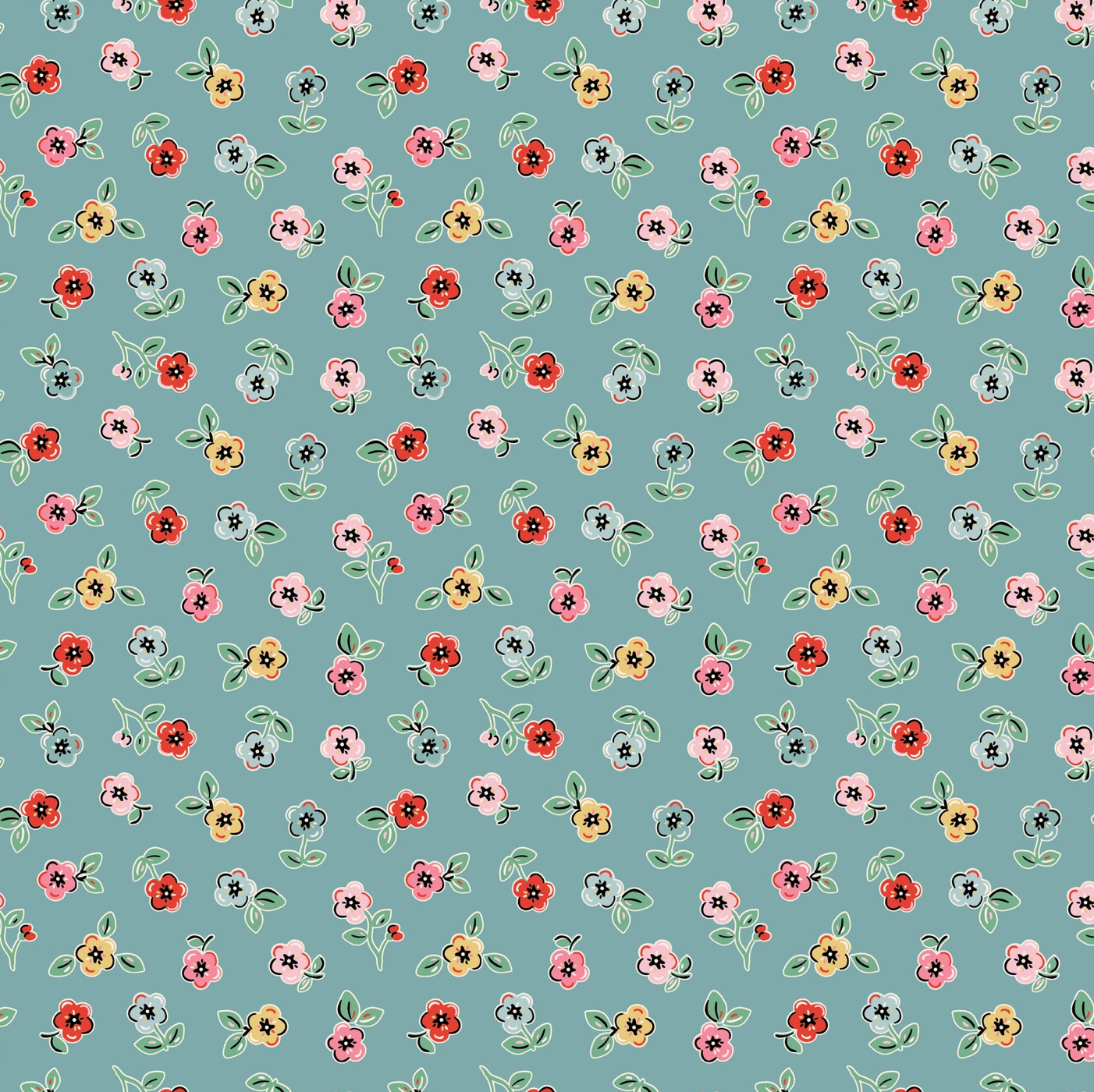 Home Sweet Home Cheery Florals Blue VR24467, Sold by 1/2 yard, *PREORDER