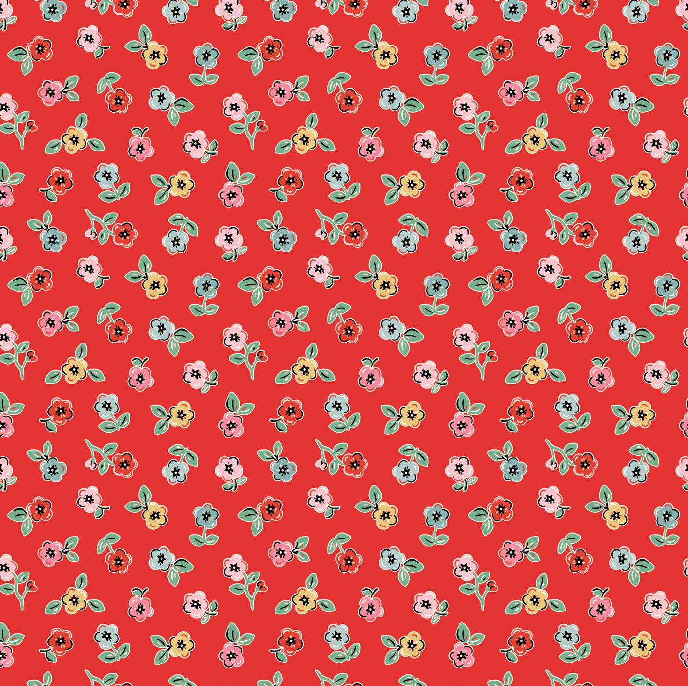 Home Sweet Home Cheery Florals Red VR24465, Sold by 1/2 yard, *PREORDER