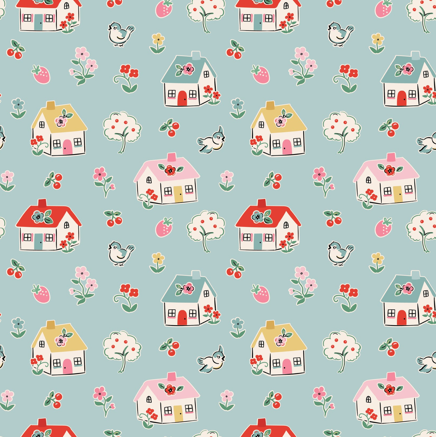 Home Sweet Home Happy Home Blue VR24458, Sold by 1/2 yard, *PREORDER