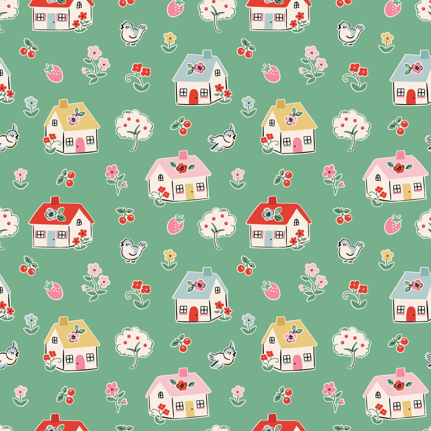 Home Sweet Home Happy Home Green VR24457, sold by 1/2 yard, *PREORDER