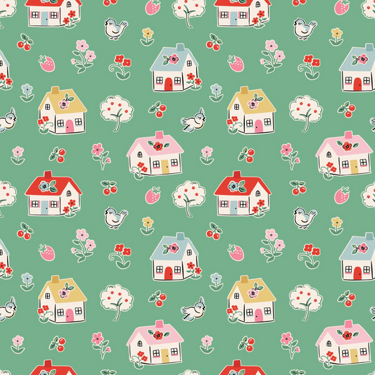 Home Sweet Home Happy Home Green VR24457, sold by 1/2 yard, *PREORDER