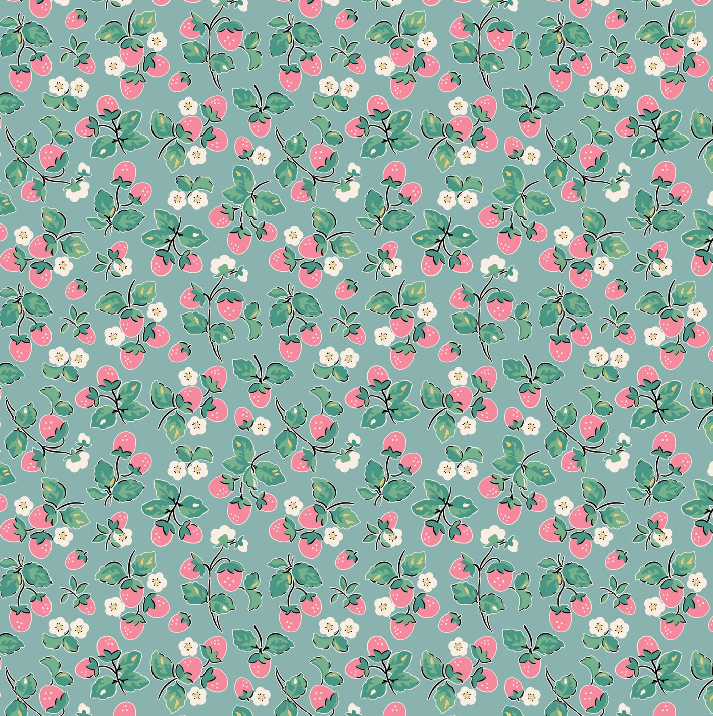 Home Sweet Home, Strawberry Cake Blue VR24455, sold by the 1/2 yard, *PREORDER