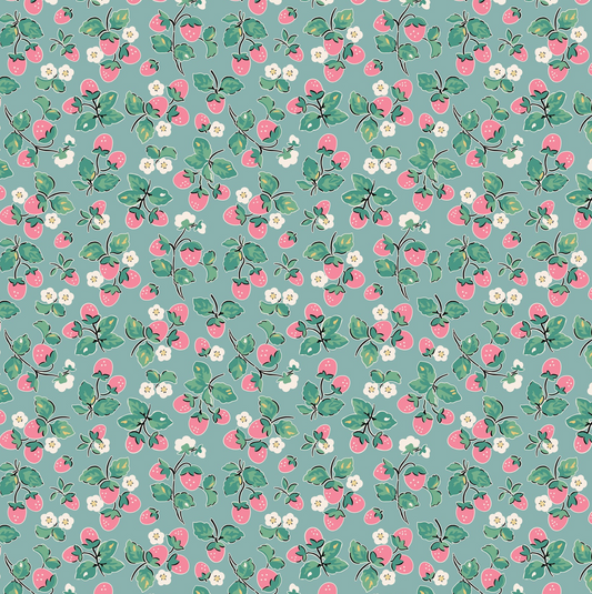 Home Sweet Home, Strawberry Cake Blue VR24455, sold by the 1/2 yard, *PREORDER