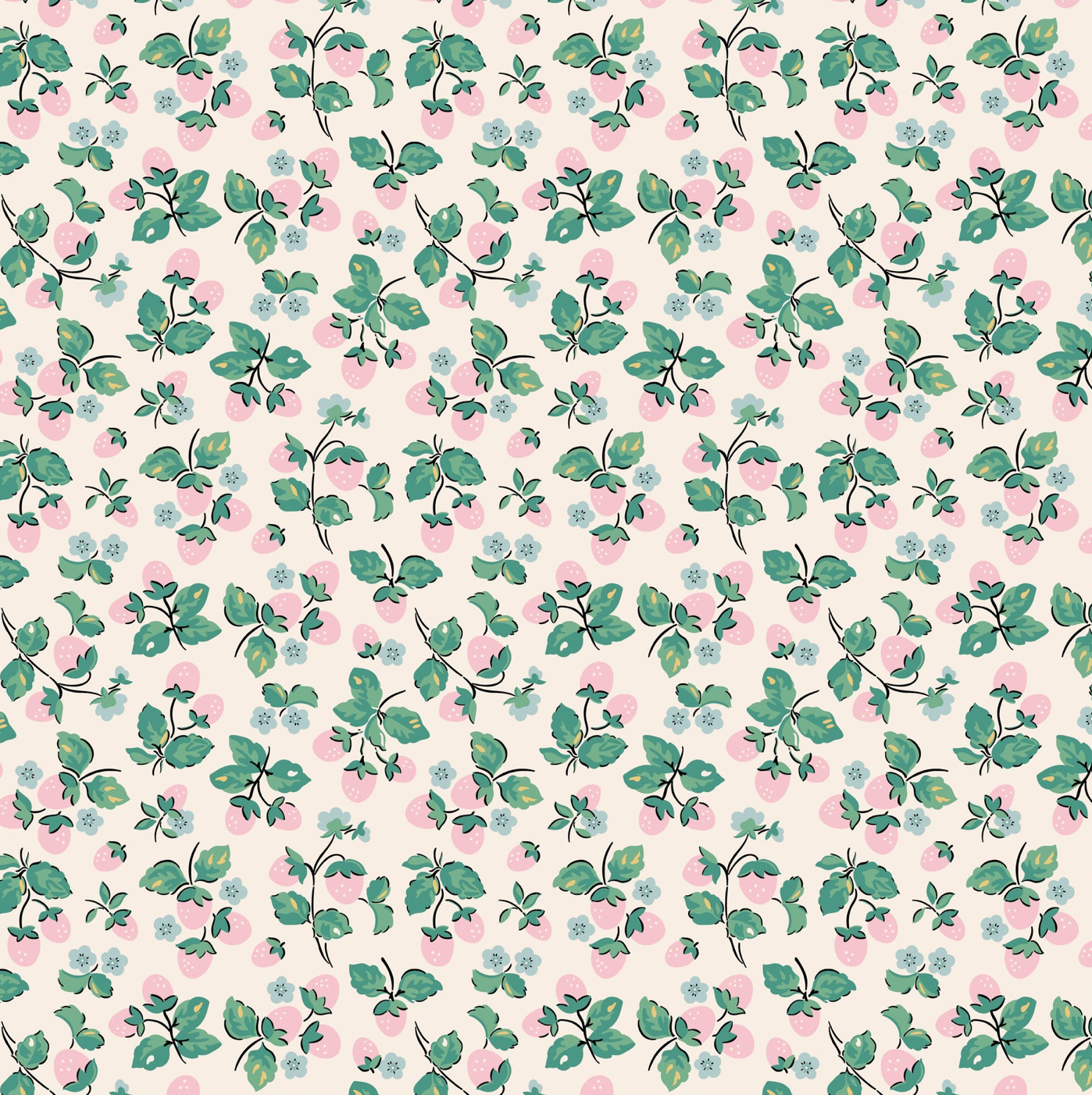 Home Sweet Home Strawberry Cake Cream VR24454, Sold by 1/2 yard, *PREORDER
