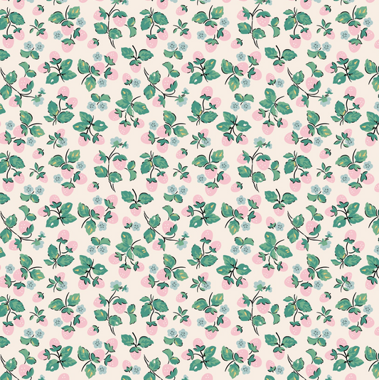 Home Sweet Home Strawberry Cake Cream VR24454, Sold by 1/2 yard, *PREORDER