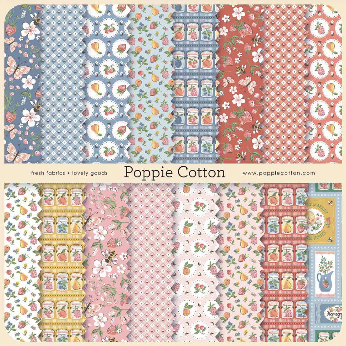 Checkered Apron Pink Quilting Cotton Fabric – Homegrown Preserves by Poppie Cotton (1/2 Yard) | SKU HG26809