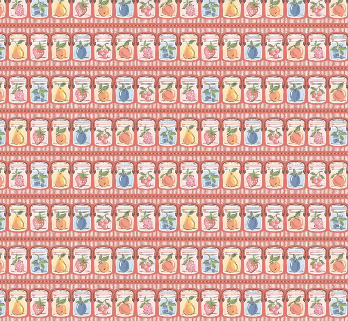 Summer Canning Red Quilting Cotton Fabric – Homegrown Preserves by Poppie Cotton (1/2 Yard) | SKU HG26805