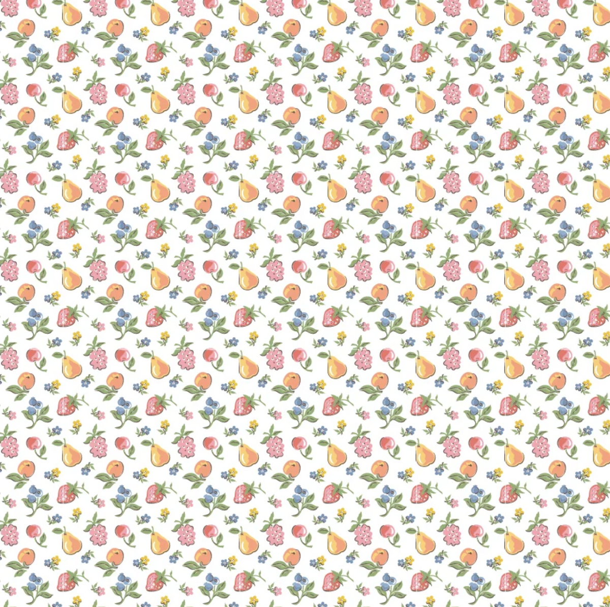 U-Pick Fruit White Quilting Cotton Fabric – Homegrown Preserves by Poppie Cotton (1/2 Yard) | SKU HG26814