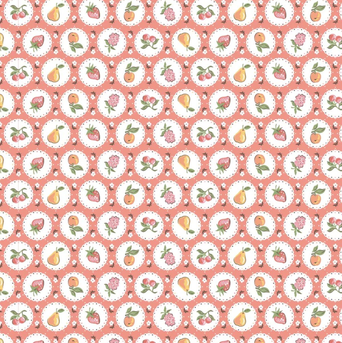 Fruit Plate Red Quilting Cotton Fabric – Homegrown Preserves by Poppie Cotton (1/2 Yard) | SKU HG26811