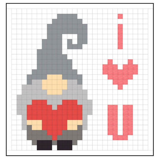 I Love U Gnome, a Tensisters Easy Piecing Grid FREE Pattern