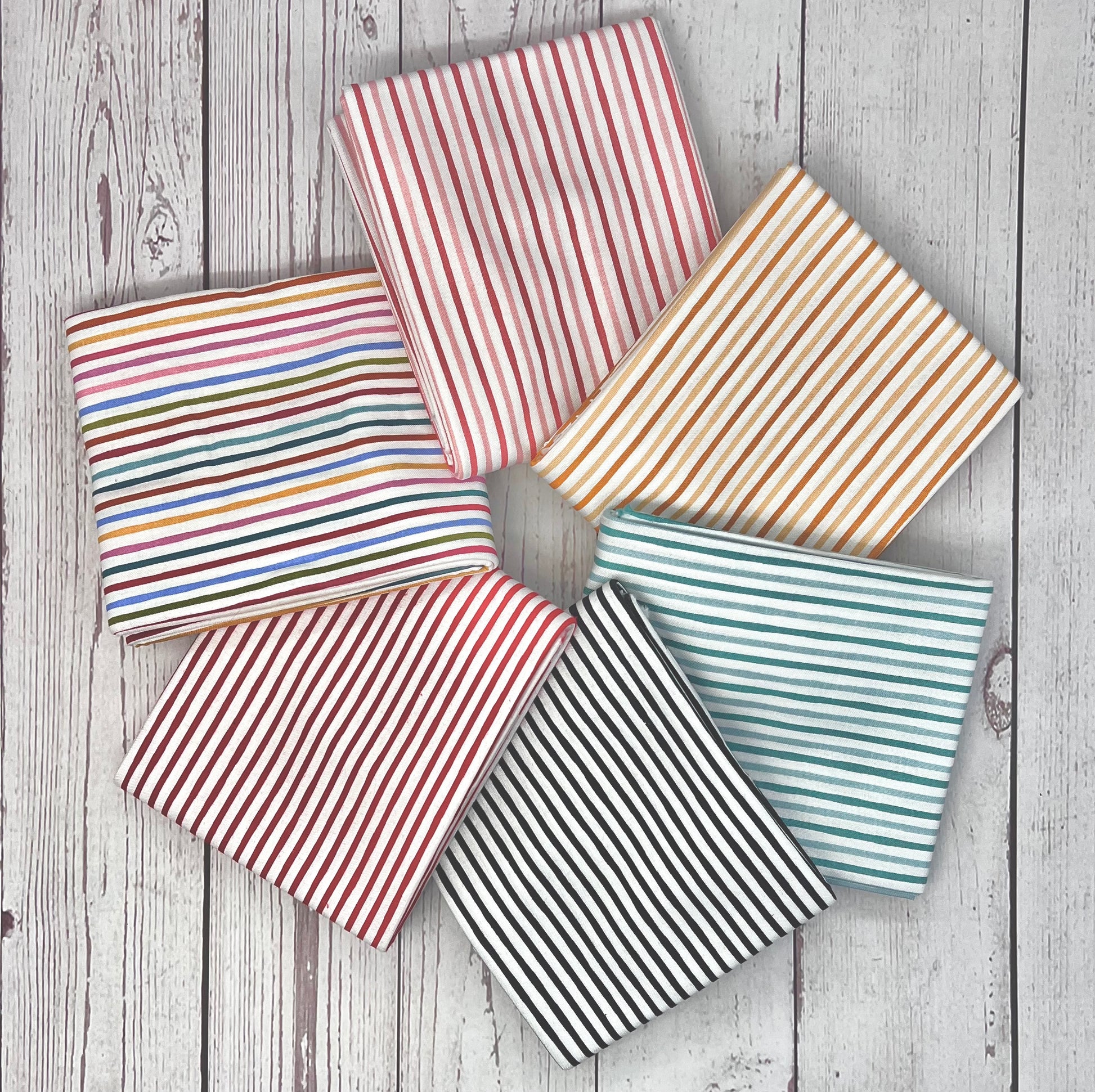 Jailhouse Stripes Fat Quarter Bundle, 1 FULL ONE YARD Pieces of Each 6 SKUs - Good Vibes Quilt Shop