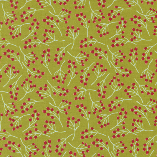 Joyful Joyful Fabric by Moda, Holly Berry Blenders Berries Holly Berry, Field Light Green, 20806 23