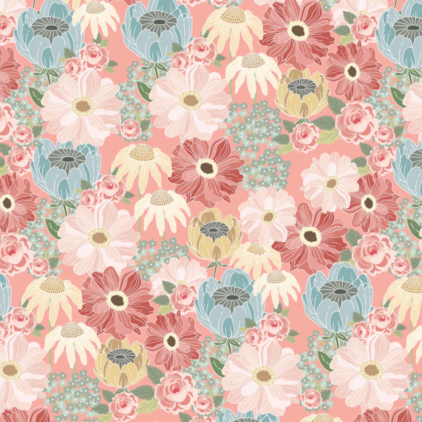 Moonlight Pink, KS261002, Kissin in the Moonlight Fabric Collection by Lori Woods, Sold by the 1/2 yard plus