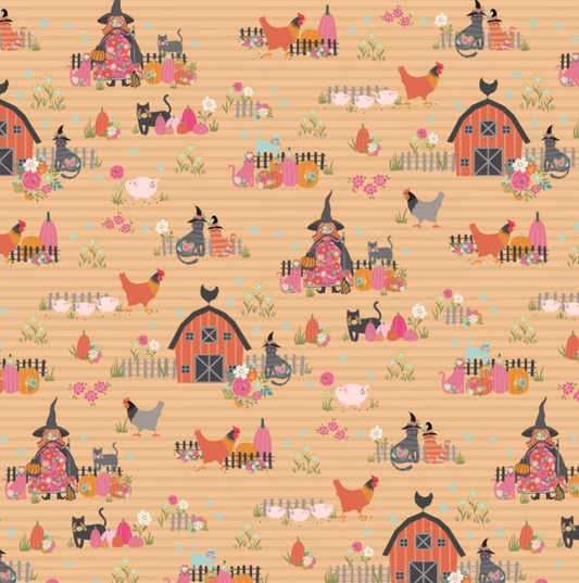 Kitty Loves Candy The Good Witch Orange KC23910, sold by 1/2 yard