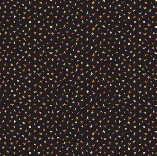 Kitty Loves Candy Sparkly Stars Black KC23918, sold by 1/2 yard
