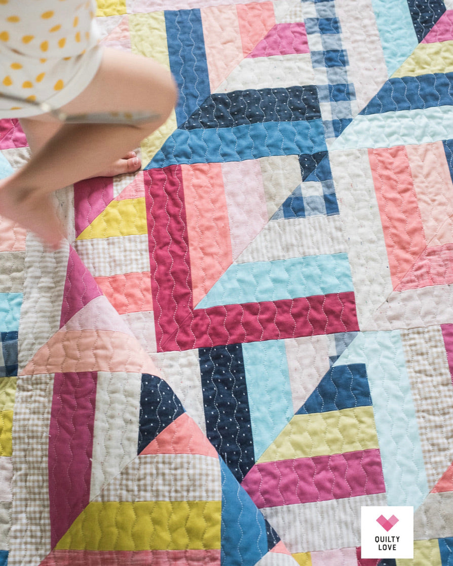 LUCKY LOG CABINS Quilty Love Pattern Fat Quarter Friendly Quilt by Emily Dennis #137 - Good Vibes Quilt Shop