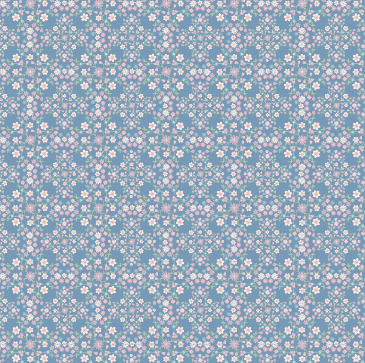 Le Petit Escargot Fabric, Bloom & Vines Blue, SL26414, Sold by the 1/2 yard, PREORDER - Good Vibes Quilt Shop