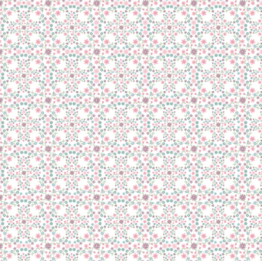 Le Petit Escargot Fabric, Bloom & Vines White, SL26413, Sold by the 1/2 yard, PREORDER