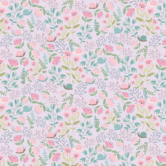 Le Petit Escargot Fabric, Hiding Out Lavender SL26402, Sold by the 1/2 yard, PREORDER