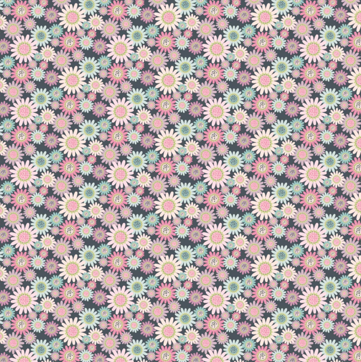 Le Petit Escargot Fabric, Sunny Daisie Grey, SL26412, Sold by the 1/2 yard, PREORDER - Good Vibes Quilt Shop