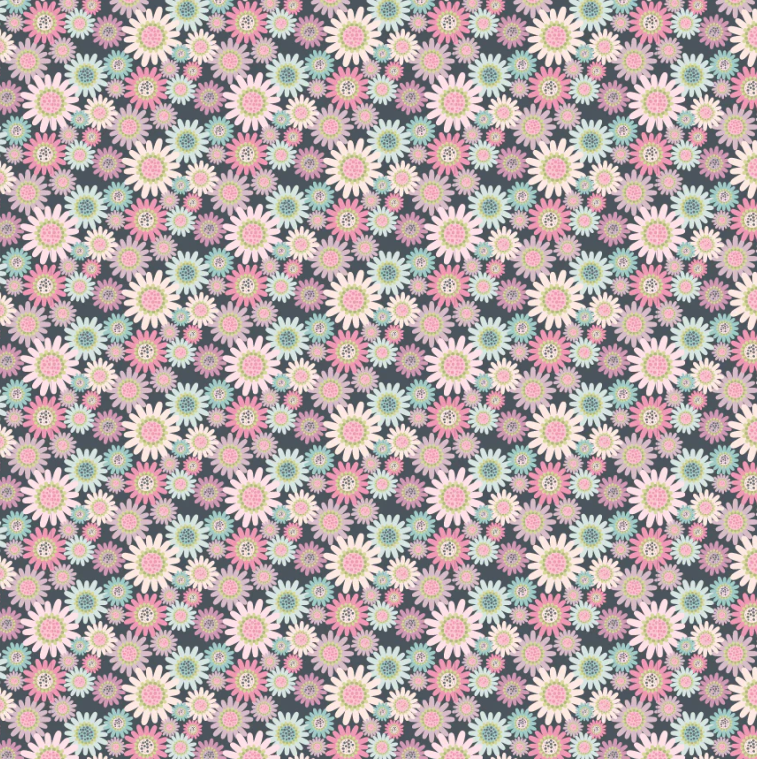 Le Petit Escargot Fabric, Sunny Daisie Grey, SL26412, Sold by the 1/2 yard, PREORDER - Good Vibes Quilt Shop