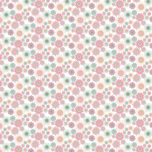 Le Petit Escargot Fabric, Sunny Daisie White, SL26410, Sold by the 1/2 yard, PREORDER
