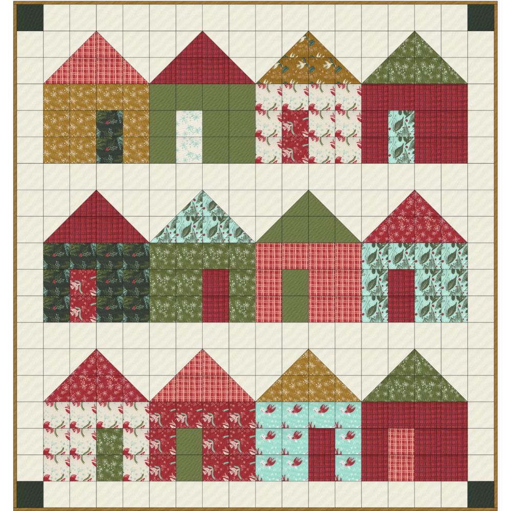 Little Village, a Tensisters Easy Piecing Grid FREE Pattern