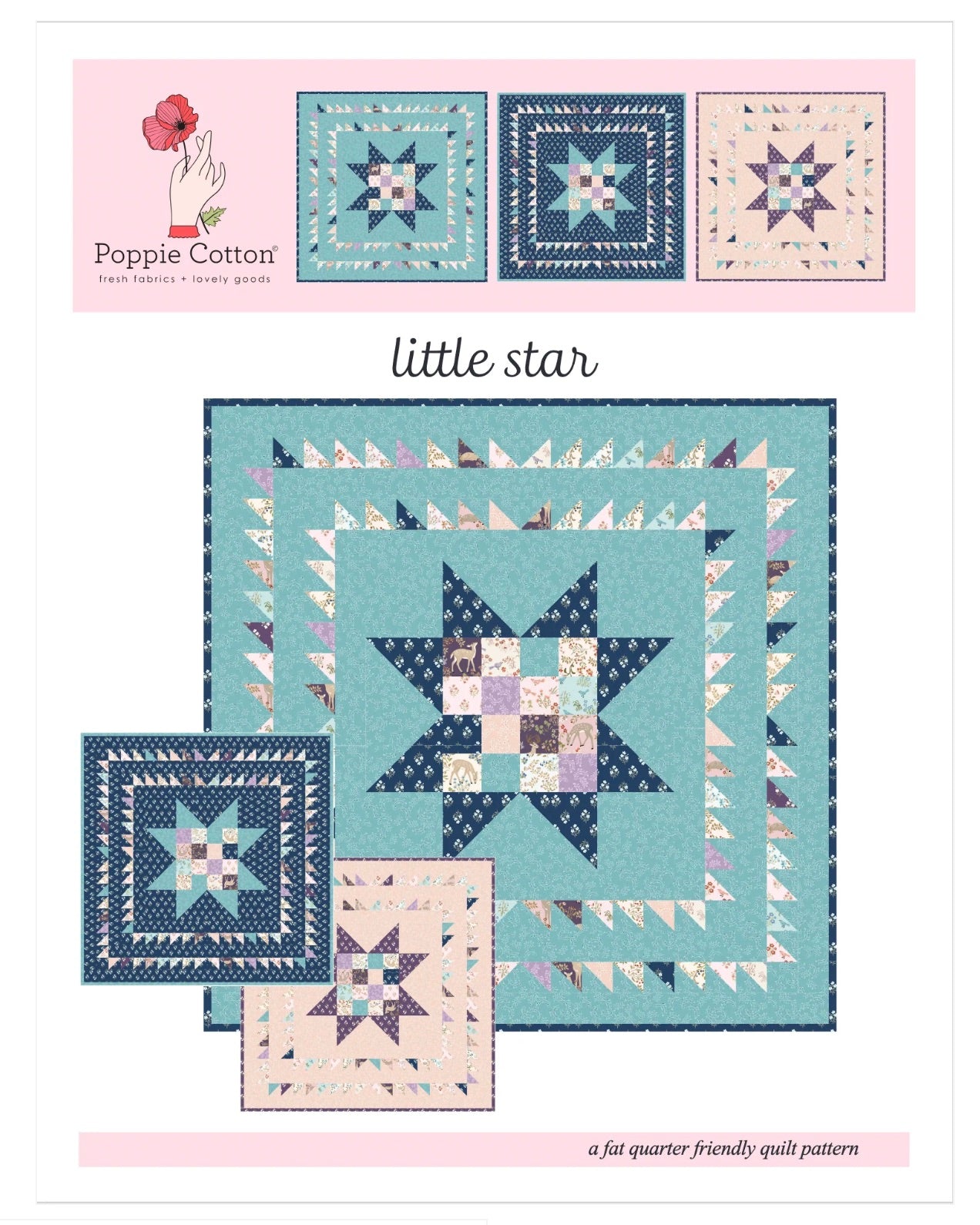 Little Star Pattern for My Darling Deer Fabric by Poppie Cotton, DDP25167, PREORDER - Good Vibes Quilt Shop