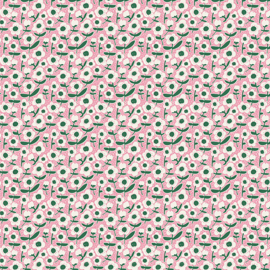 Meadow Blooms Fabric by Seiko Sisco for Poppie Cotton | Bold Blooms Pastel Pink MB271111 | Sold by the 1/2 Yard | PREORDER!