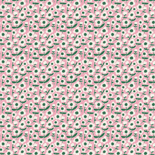 Meadow Blooms Fabric by Seiko Sisco for Poppie Cotton | Bold Blooms Pastel Pink MB271111 | Sold by the 1/2 Yard | PREORDER!