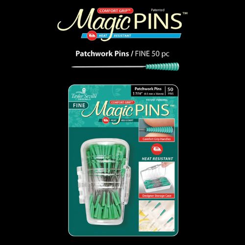 Magic Pins FINE Pins Patchwork 50pc, 1 7/16" length, 0.5 Pinhead Size, sku 217221