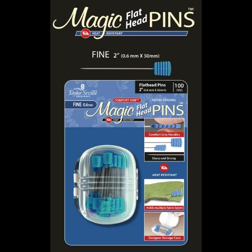 Magic Pins Flat Head FINE 100pc, Pinhead is 0.6mm, 2" Length, sku 219935, Pinhead is 0.6mm
