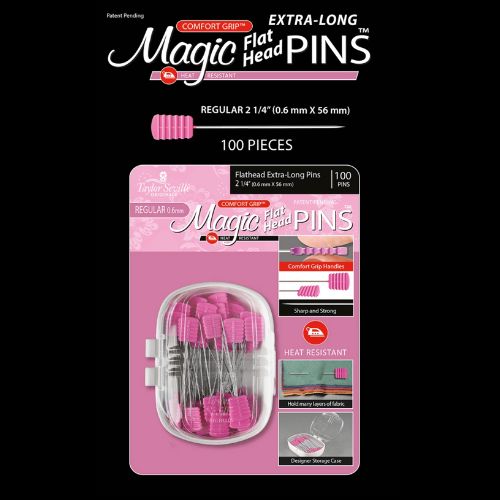 Magic Pins Flathead Extra Long Regular, Pinhead is 0.6mm, 2 1/4" Length, 100pc, sku 220306 - Good Vibes Quilt Shop