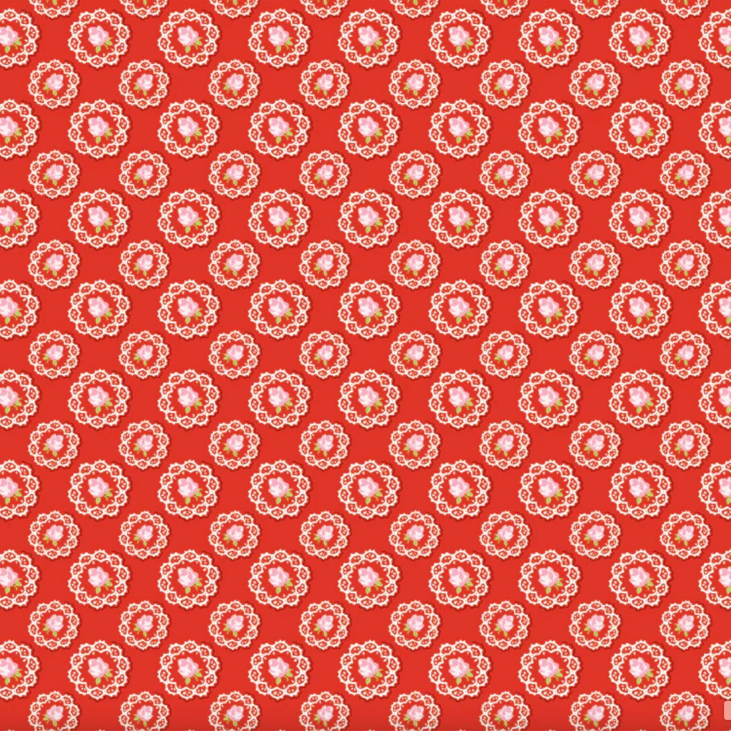 Market Day by Poppie Cotton, Doily Red, sku MK24565 - Good Vibes Quilt Shop