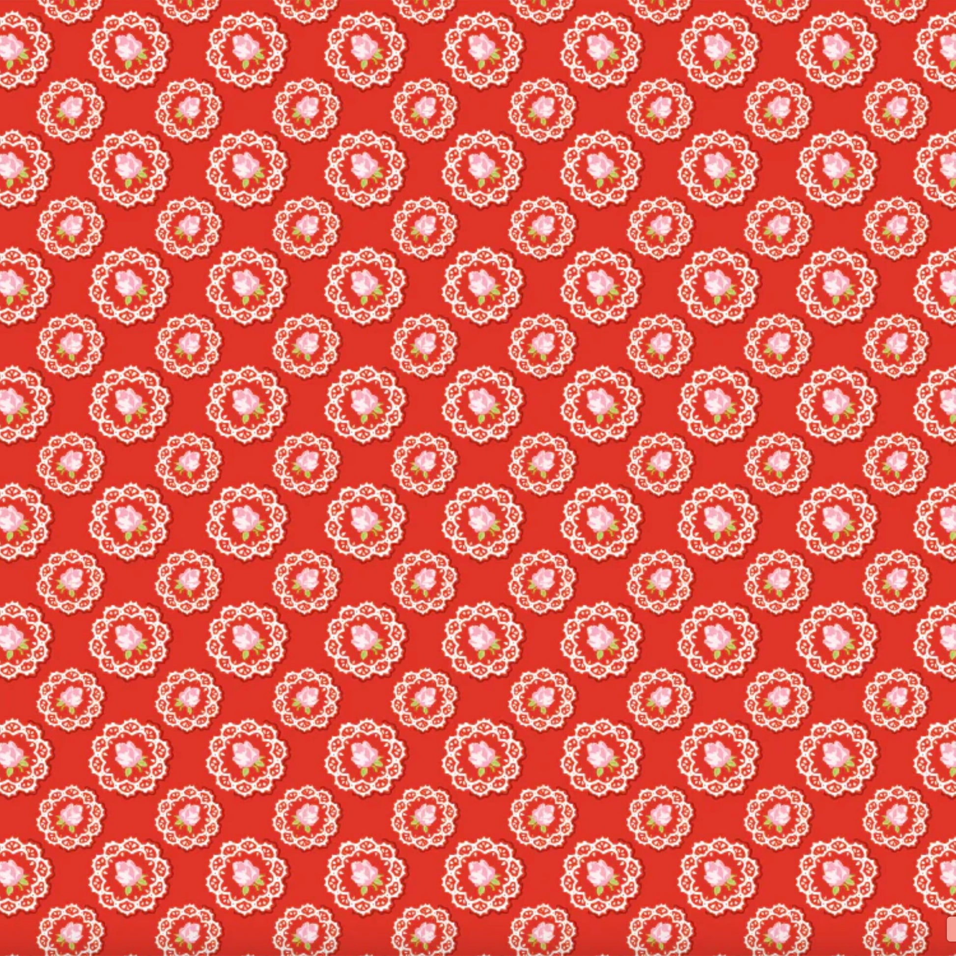 Market Day by Poppie Cotton, Doily Red, sku MK24565 - Good Vibes Quilt Shop