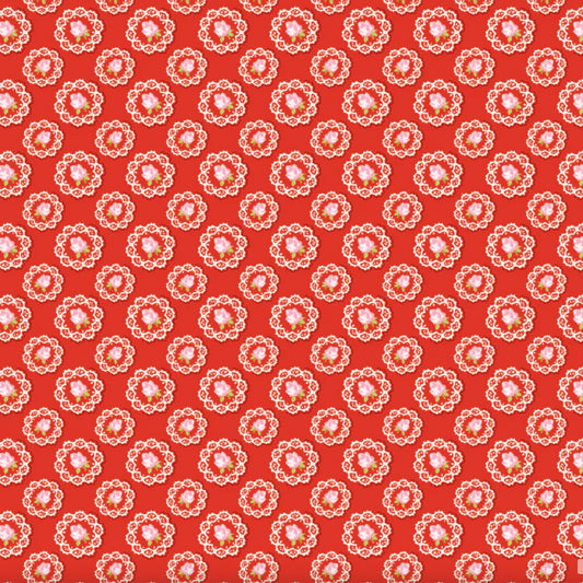 Market Day by Poppie Cotton, Doily Red, sku MK24565 - Good Vibes Quilt Shop