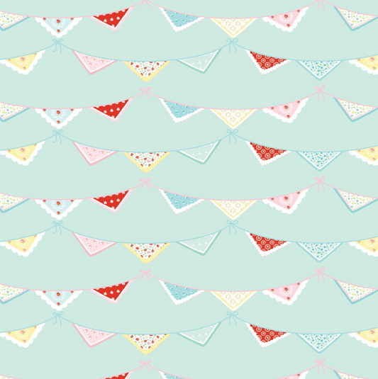 Market Day Bunting Print Mint MK24555, sold by the 1/2 yard, *PRE-ORDER