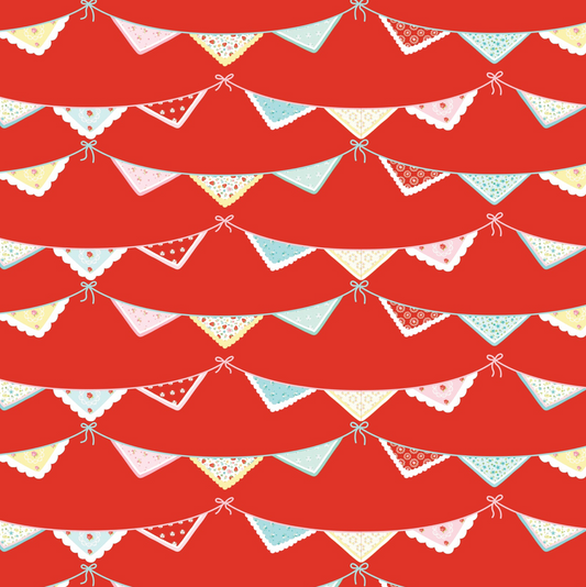Market Day Bunting Print Red MK24553, sold by the 1/2 yard, *PRE-ORDER