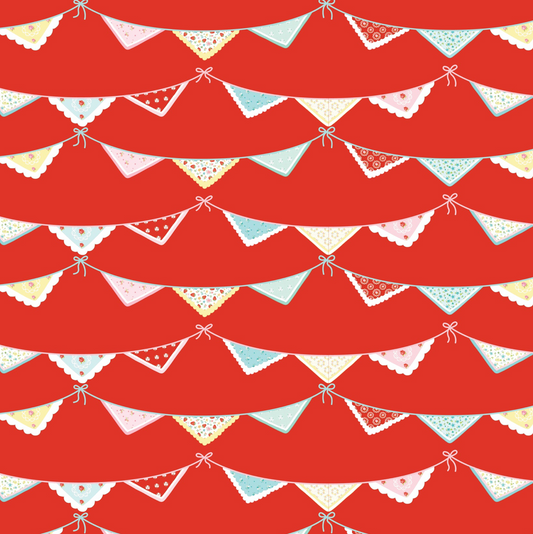 Market Day Bunting Print Red MK24553, sold by the 1/2 yard, *PRE-ORDER - Good Vibes Quilt Shop