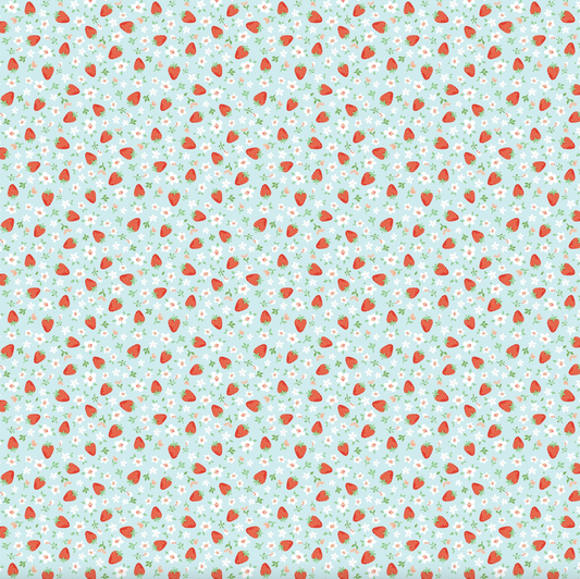 Market Day Mini Strawberries Teal MK24558, sold by the 1/2 yard, *PRE-ORDER