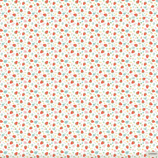 Market Day by Poppie Cotton, Mini Strawberries White, sku MK24557