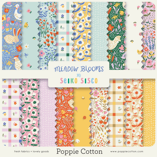 Meadow Blooms Fabric by Seiko Sisco for Poppie Cotton | 5" Precut Squares 42 Pieces | MB271121 | PREORDER!