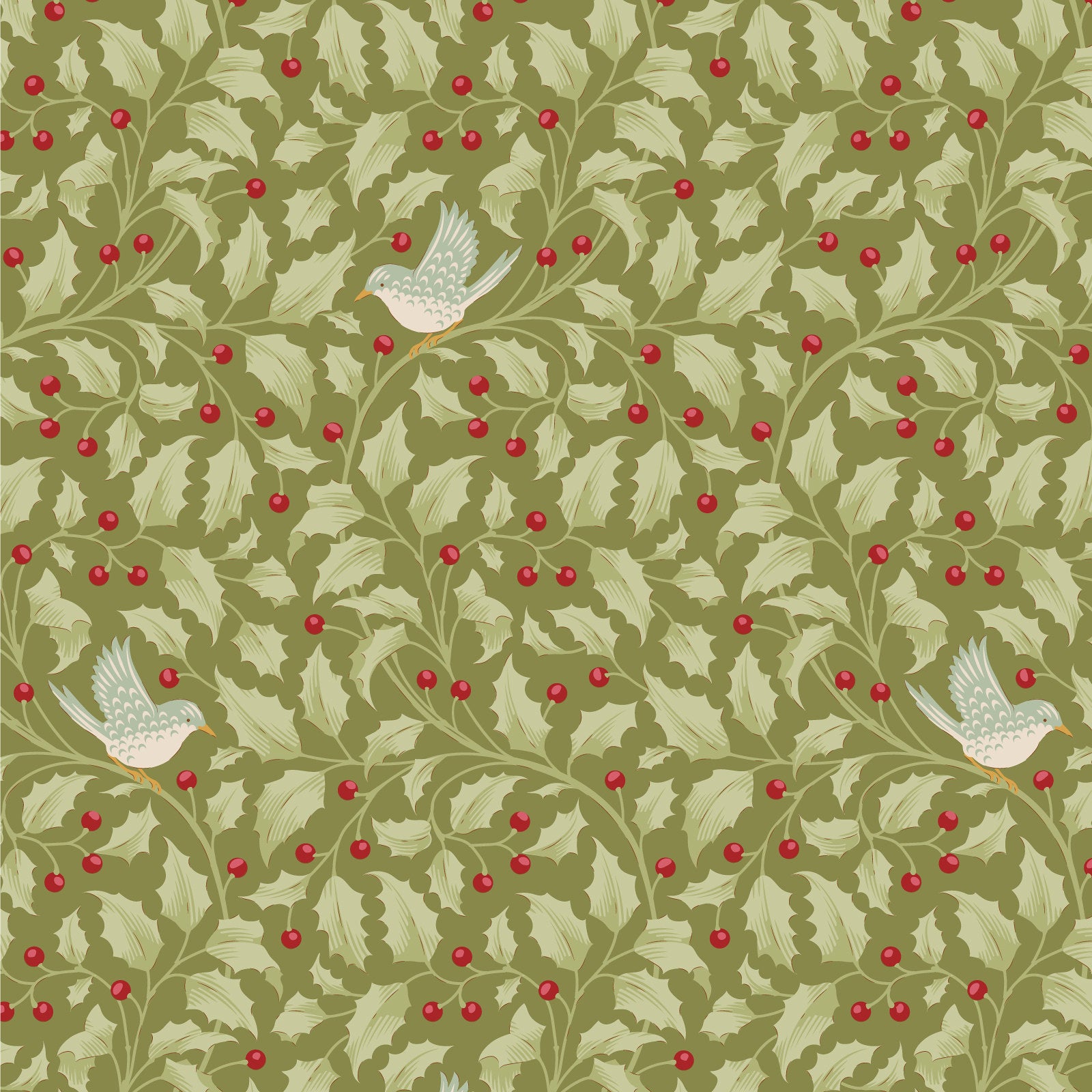 Merry Little Christmas Fabric by Tilda, Holly Moss, TIL100631 - Good Vibes Quilt Shop