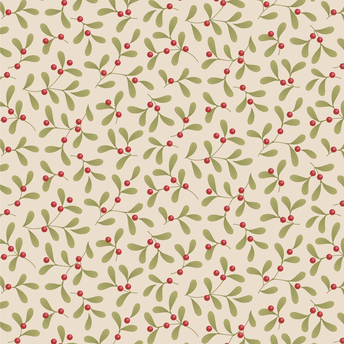 Merry Little Christmas Fabric by Tilda, Mistletoe Cream, TIL100639 - Good Vibes Quilt Shop