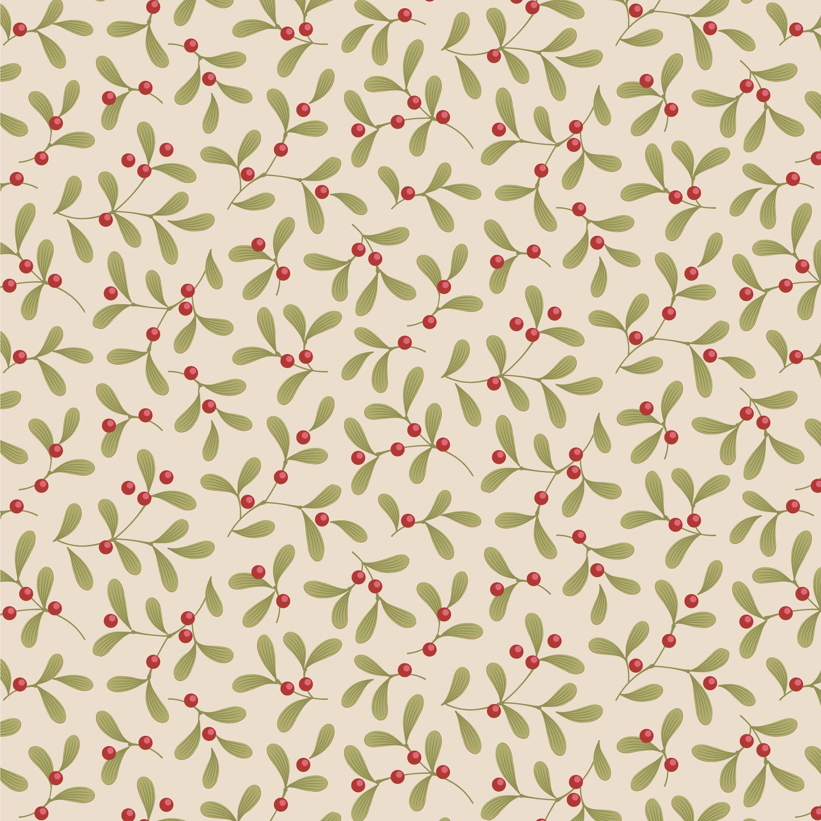 Merry Little Christmas Fabric by Tilda, Mistletoe Cream, TIL100639 - Good Vibes Quilt Shop