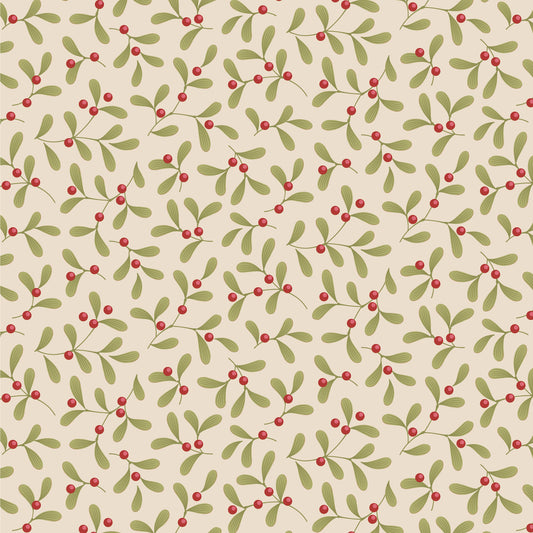 Merry Little Christmas Fabric by Tilda, Mistletoe Cream, TIL100639